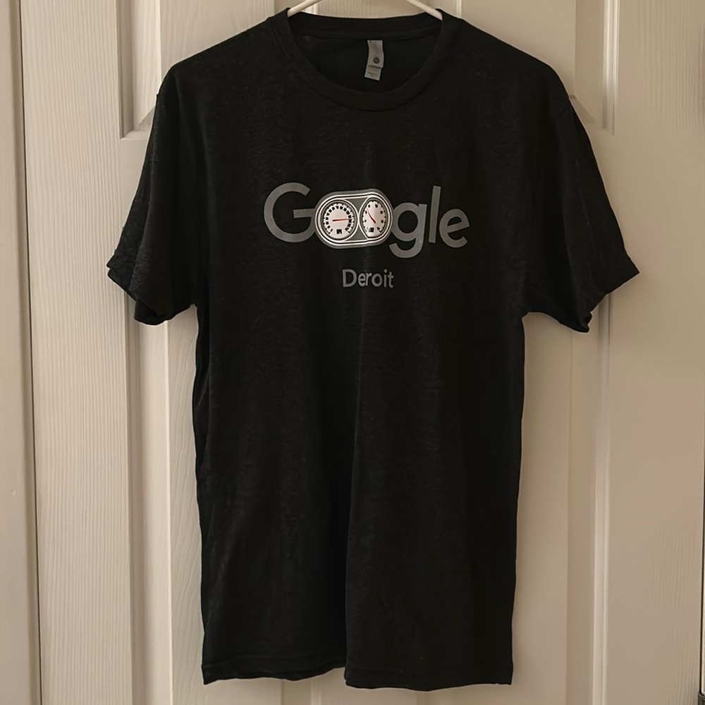 Google T-Shirt / Tee / Shirt, Dark Gray w/Detroit (Men’s Medium)